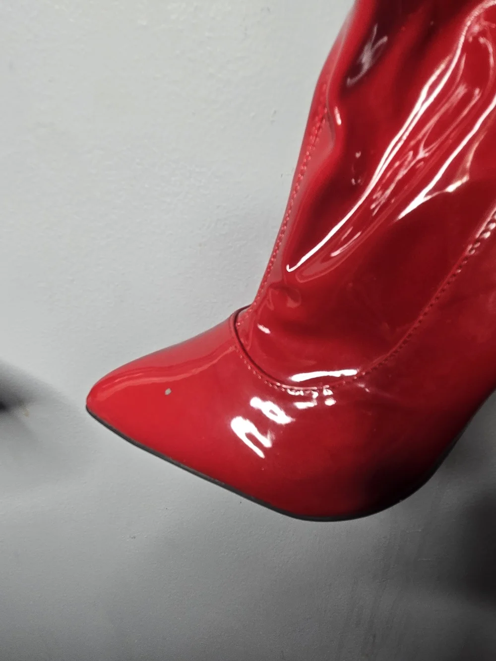 Red Patent Leather Thigh High Boots Stiletto Heel Size 8 Sexy Clubwear OTK Gloss